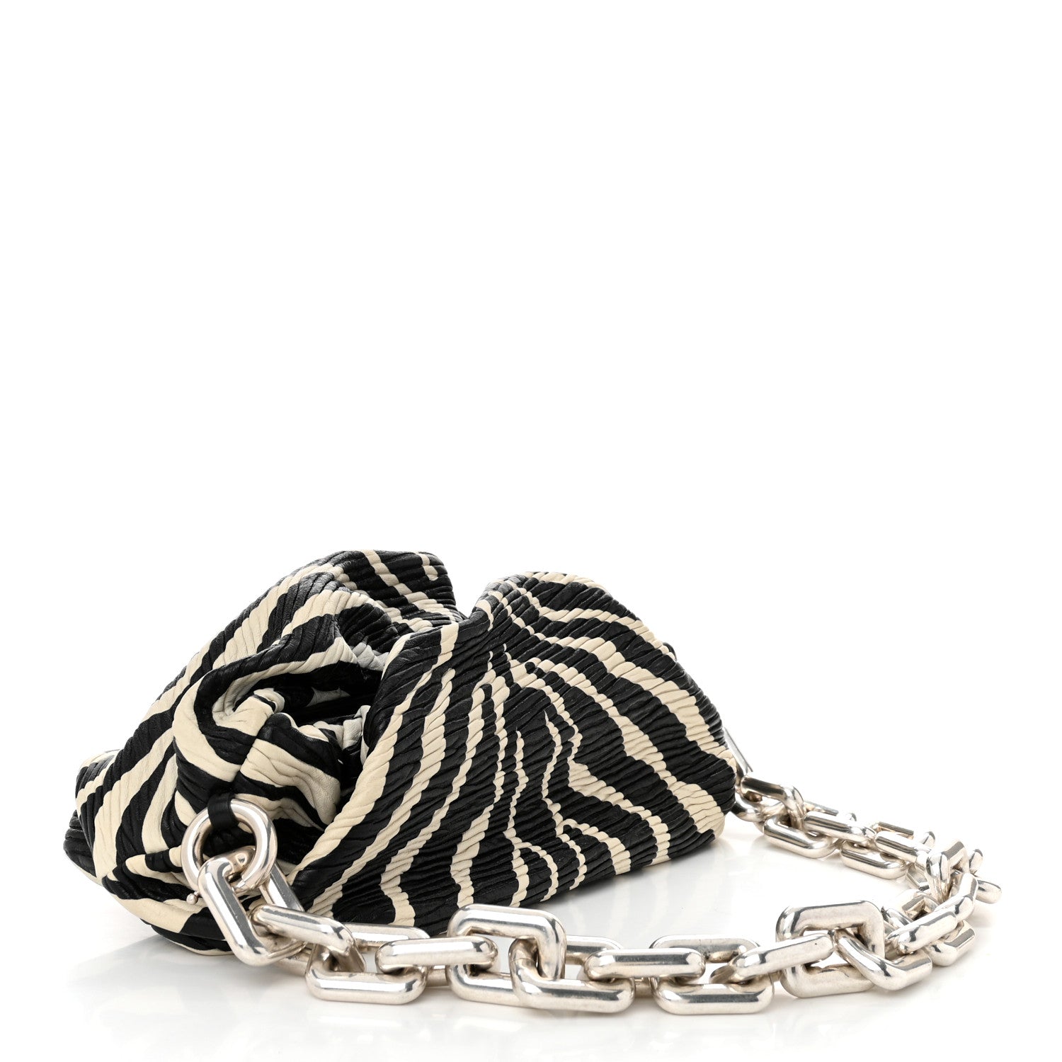 Bottega Veneta Nappa Zebra Print The Pouch Chain White Black 3 of 11