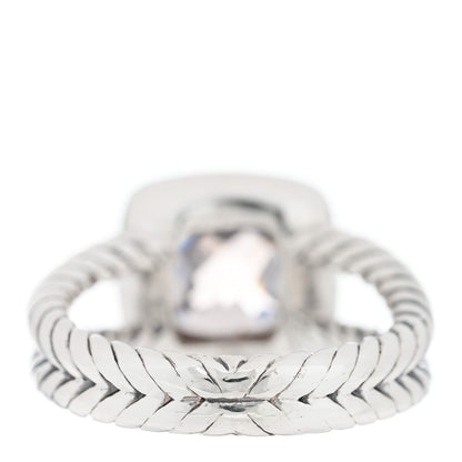 David Yurman Sterling Silver Diamond Morganite 7mm Petite Albion Ring 48 4.5 3 of 4