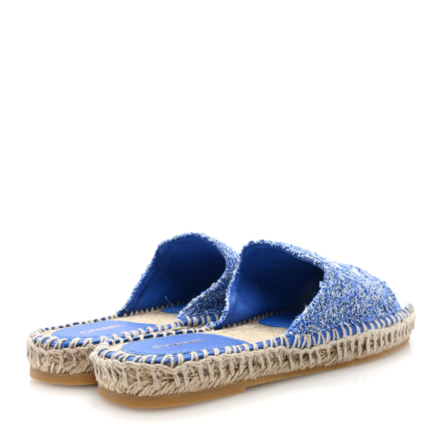Tweed Sequin Cap Toe CC Espadrilles Mule 40 Blue White