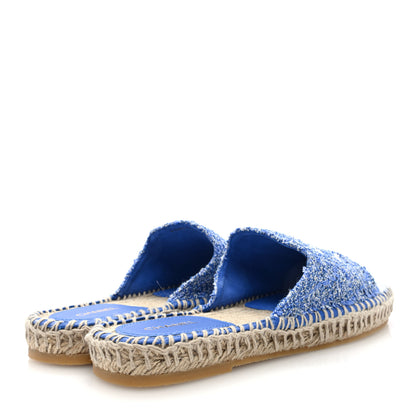 Chanel Tweed Sequin Cap Toe CC Espadrilles Mule 40 Blue White 4 of 10
