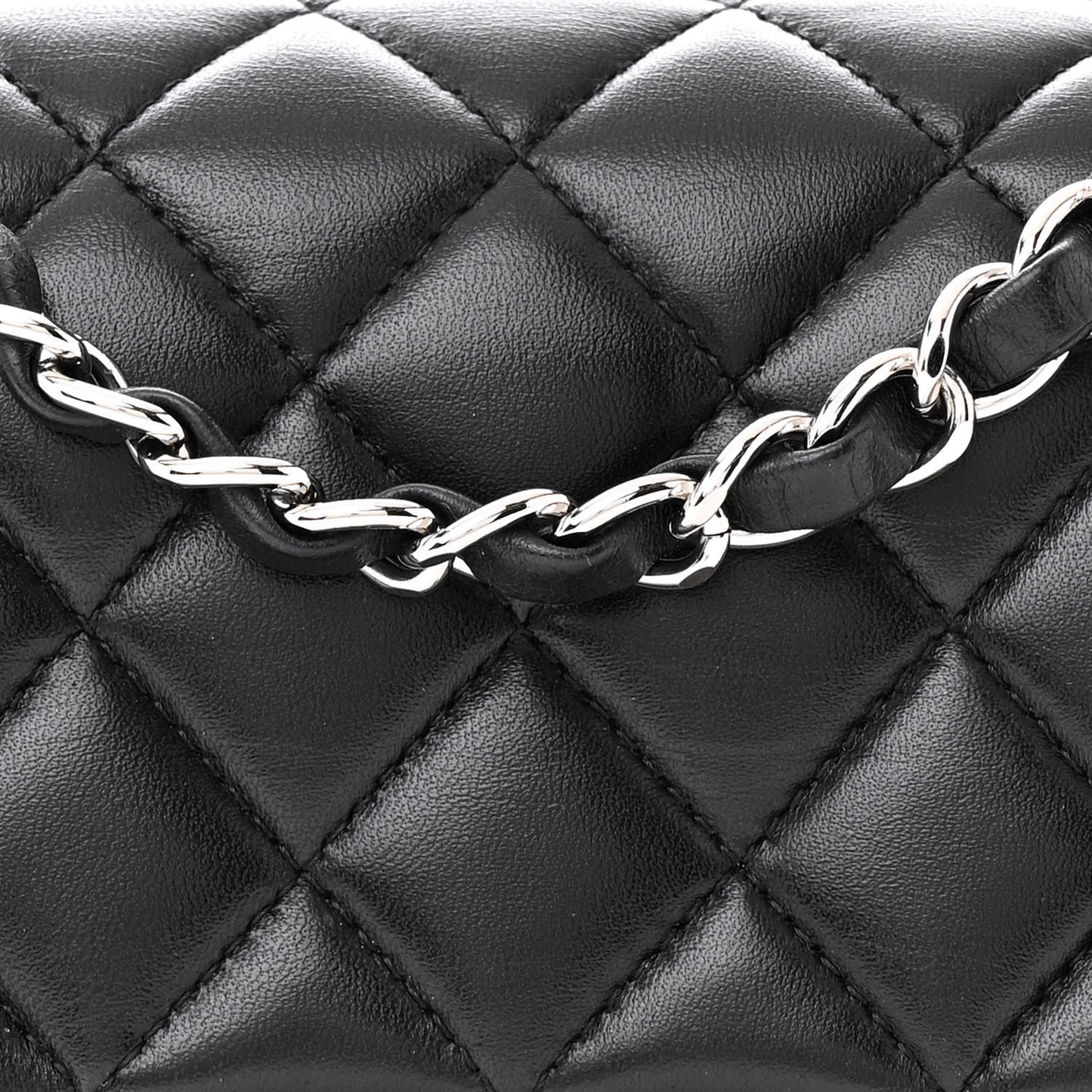 Lambskin Quilted Mini Square Flap Black