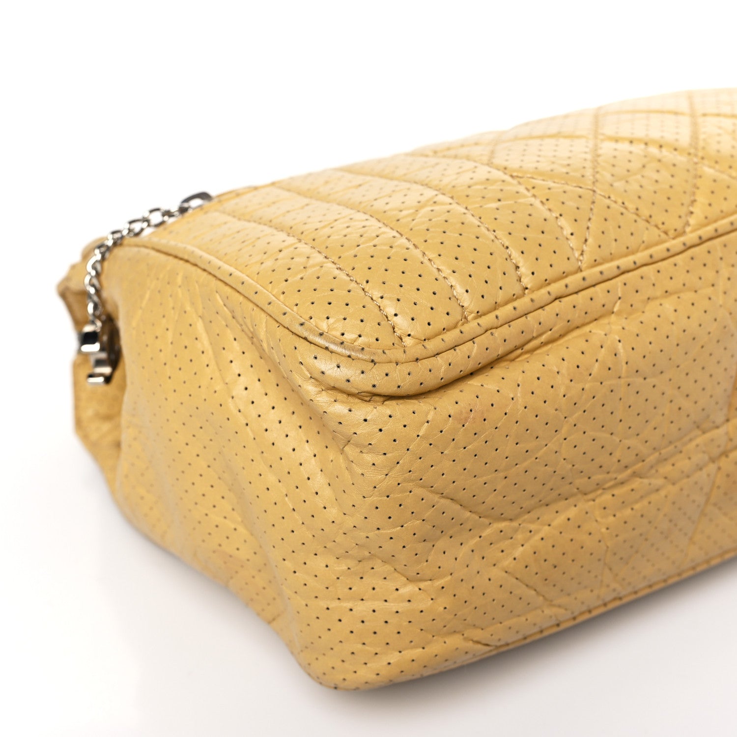 Chanel Calfskin Perforated 50's Satchel Yellow Yellow 8 of 9
