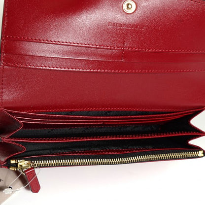 Burberry Signature Grain Calfskin Check Embossed Continental Wallet Military Red 4 of 14
