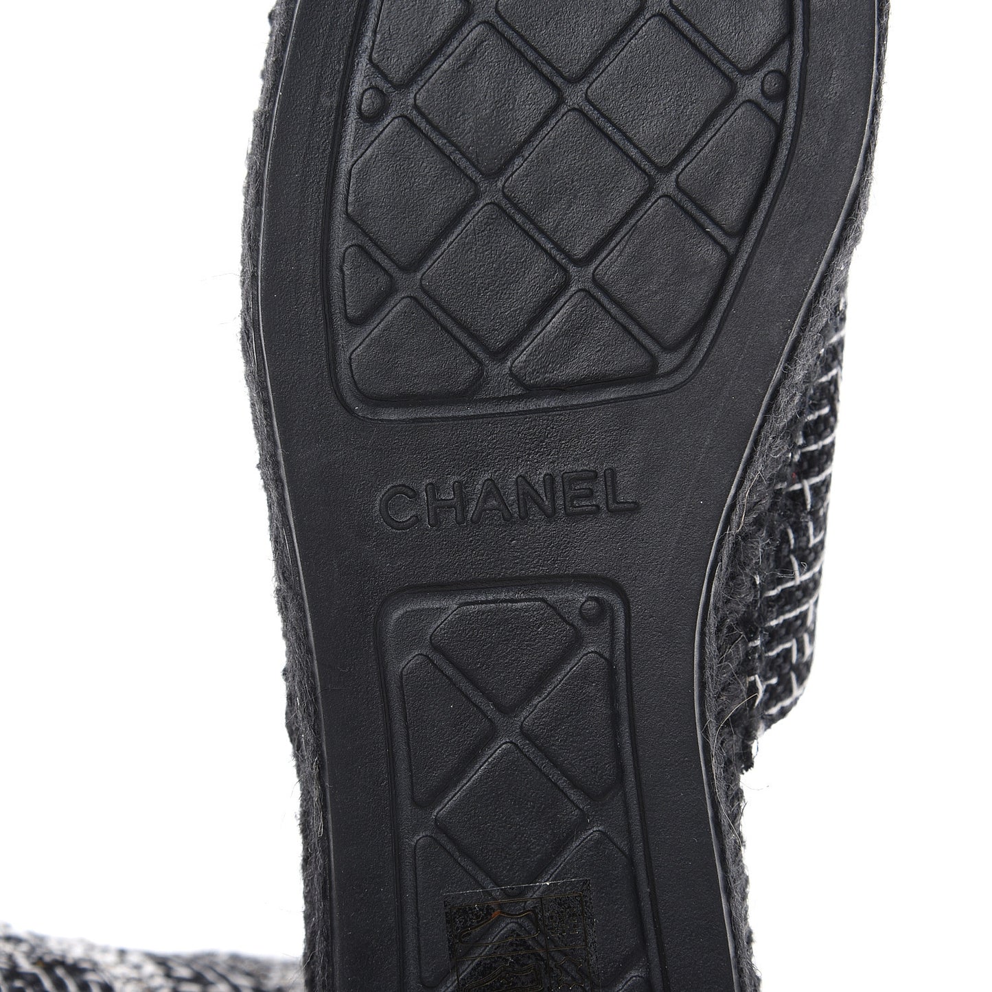 Tweed CC Slip On Espadrilles 39 Black Silver