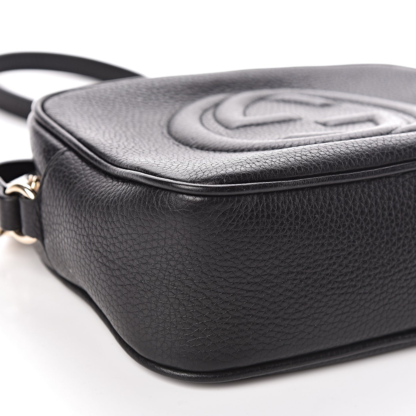 Pebbled Calfskin Small Soho Disco Bag Black