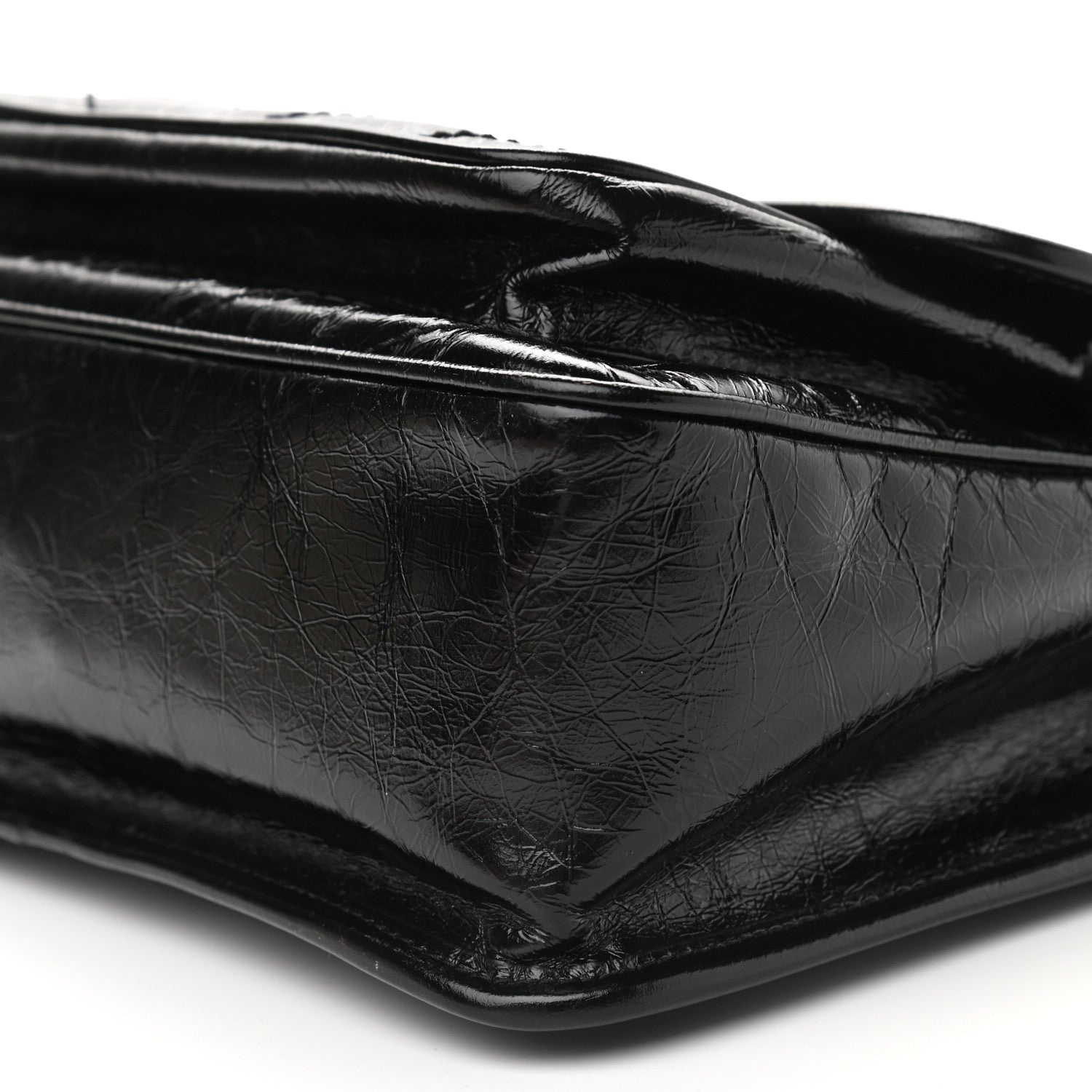Saint Laurent Crinkled Calfskin Matelasse Monogram Medium Niki Chain Satchel Black 10 of 11