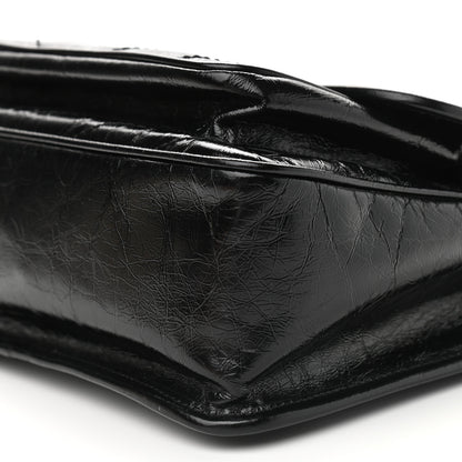 Saint Laurent Crinkled Calfskin Matelasse Monogram Medium Niki Chain Satchel Black 10 of 11