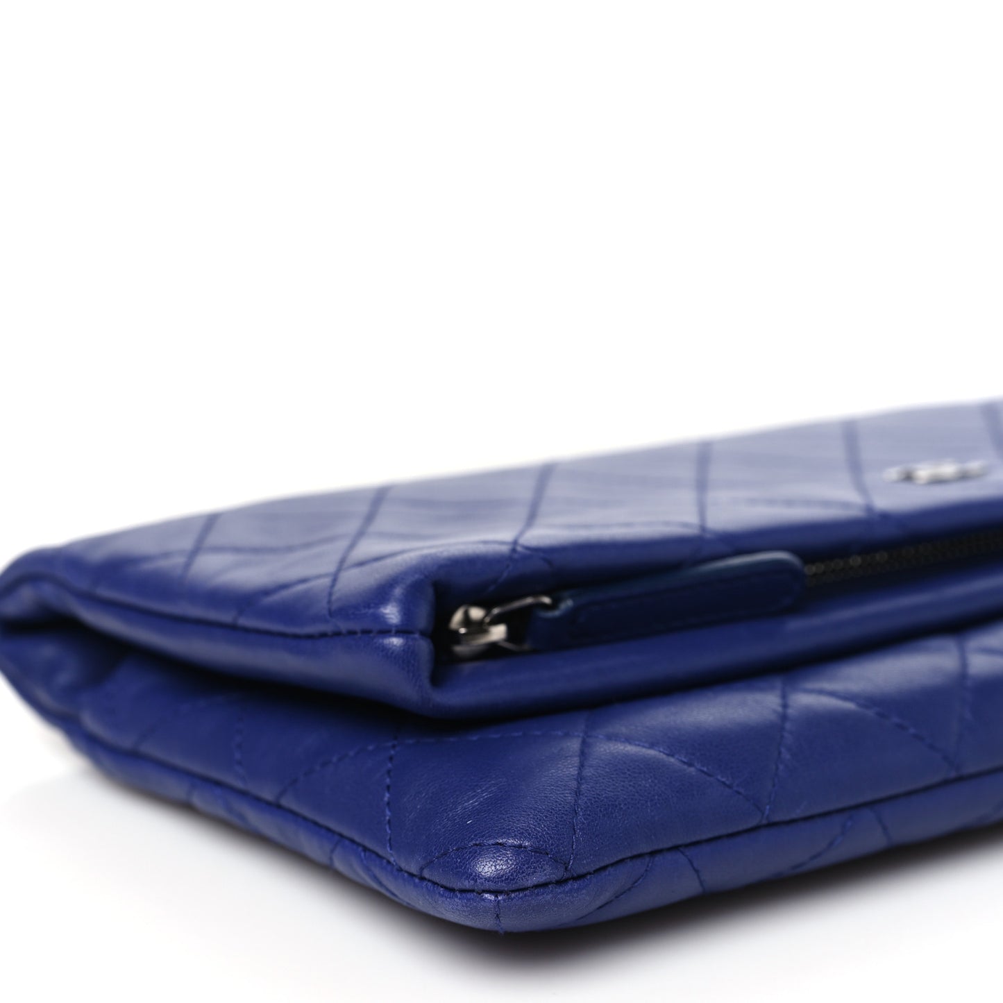 Lambskin Quilted CC Beauty Clutch Blue