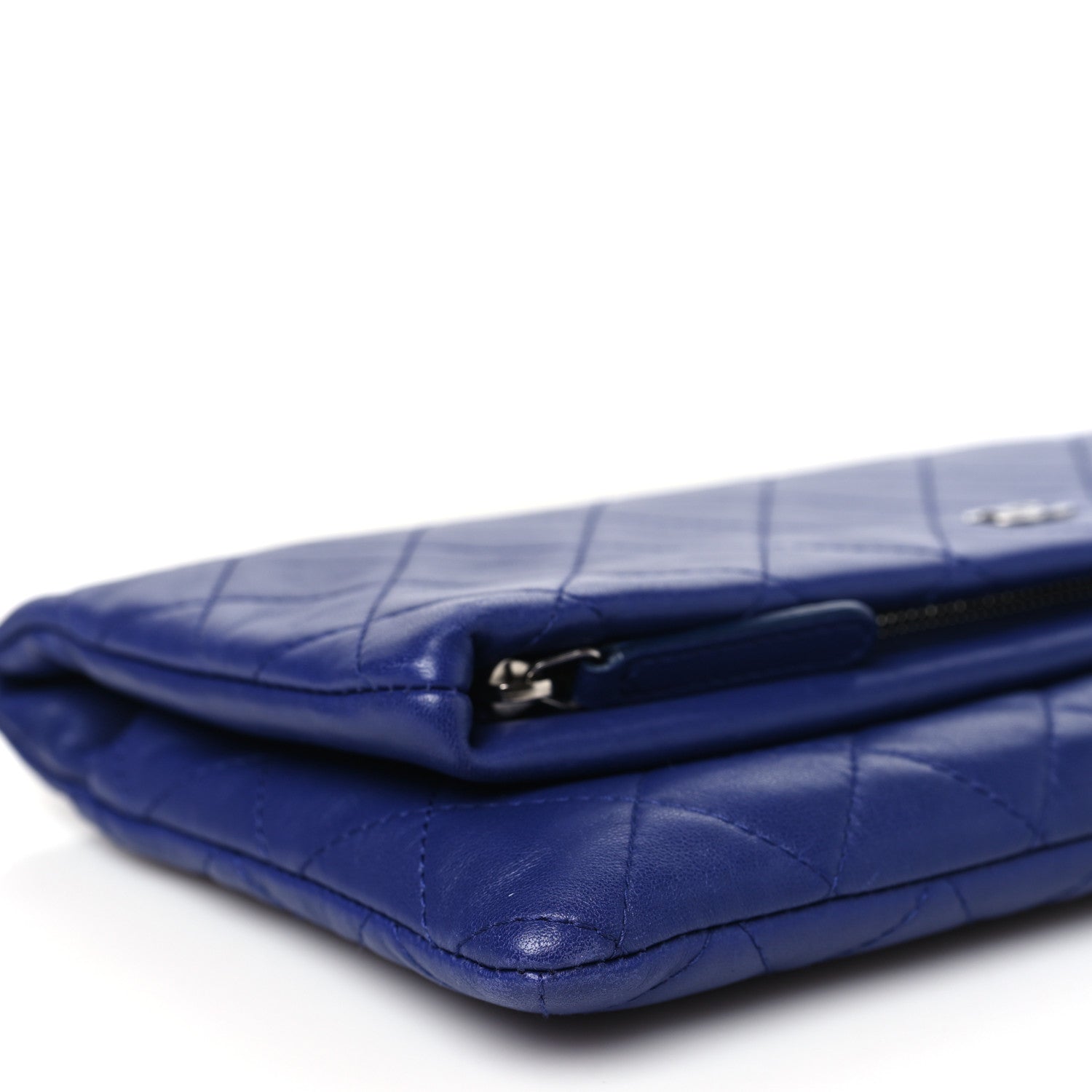 Chanel Lambskin Quilted CC Beauty Clutch Blue 9 of 10