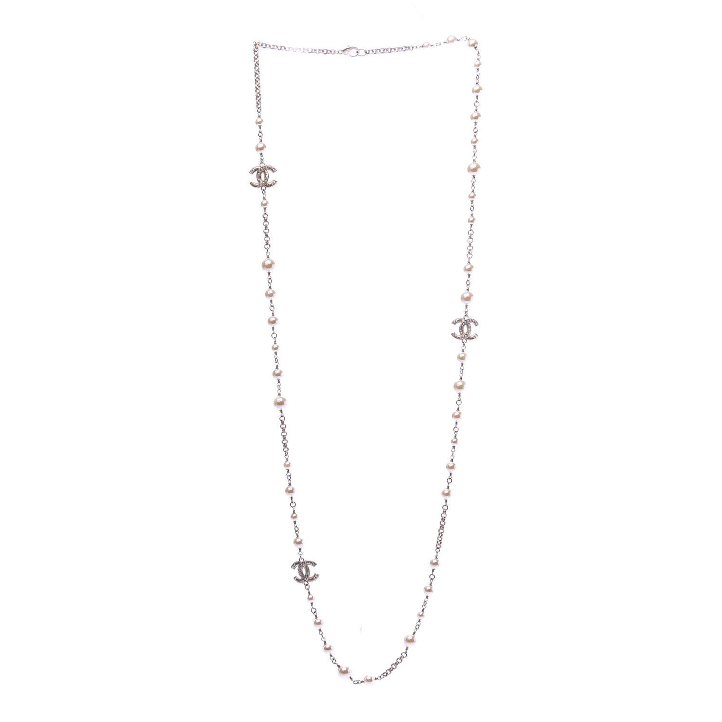 Pearl CC Long Necklace Gold