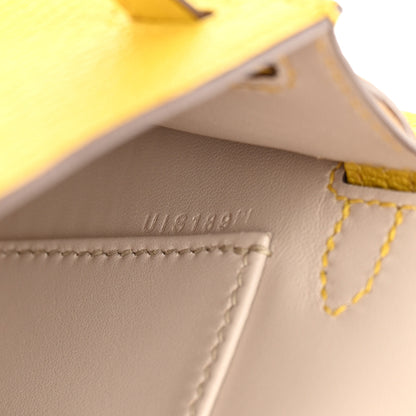 Hermes Chevre Mysore Verso Mini Kelly Sellier 20 Jaune De Naples Nata 7 of 14