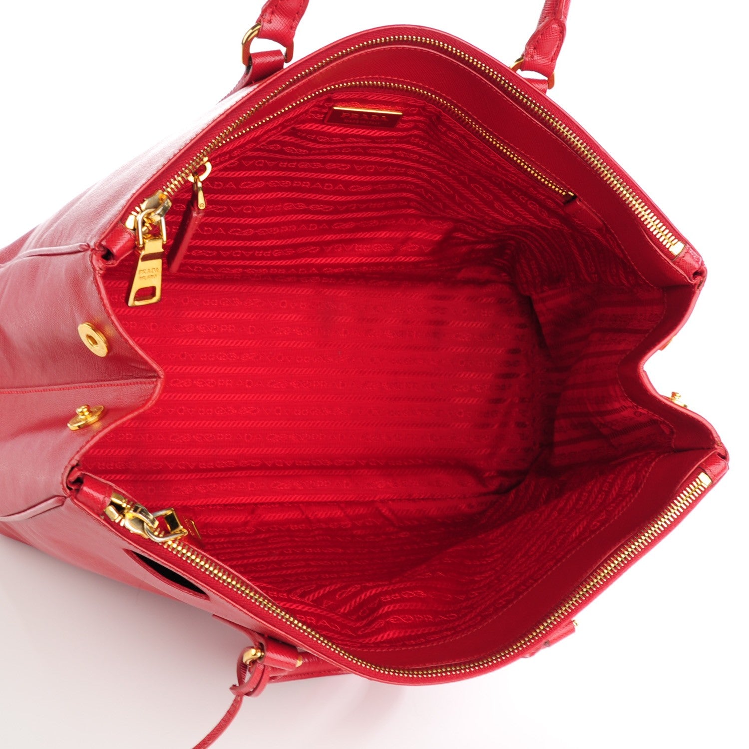Prada Saffiano Large Galleria Double Zip Tote Fuoco 5 of 8