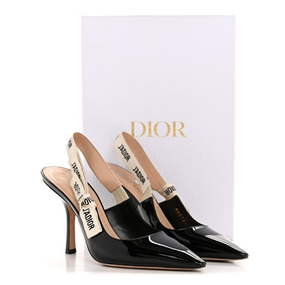 Christian Dior Patent Ribbon J'Adior Slingback 100mm Pumps 38 Black 11 of 11