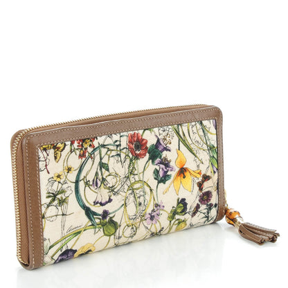 Gucci Canvas Flora Infiinity Tassel Zip Around Wallet White Multicolor Acero 3 of 9