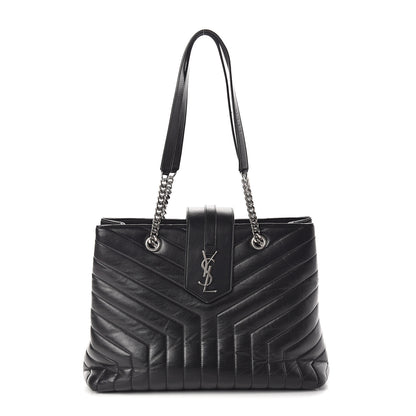 Saint Laurent Calfskin Y Quilted Monogram Large Loulou Shopper Black 1 of 8