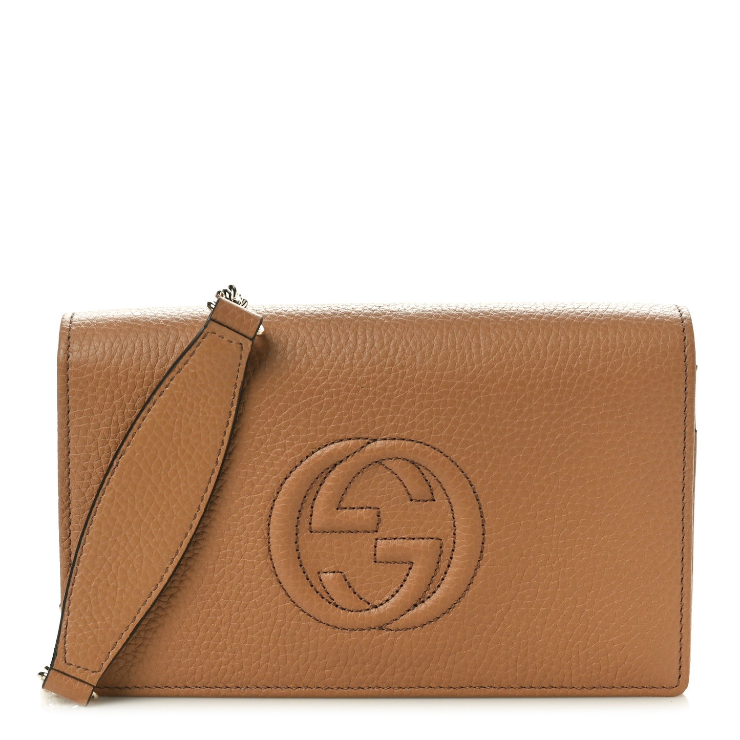 Pebbled Calfskin Soho Wallet On Chain Camelia