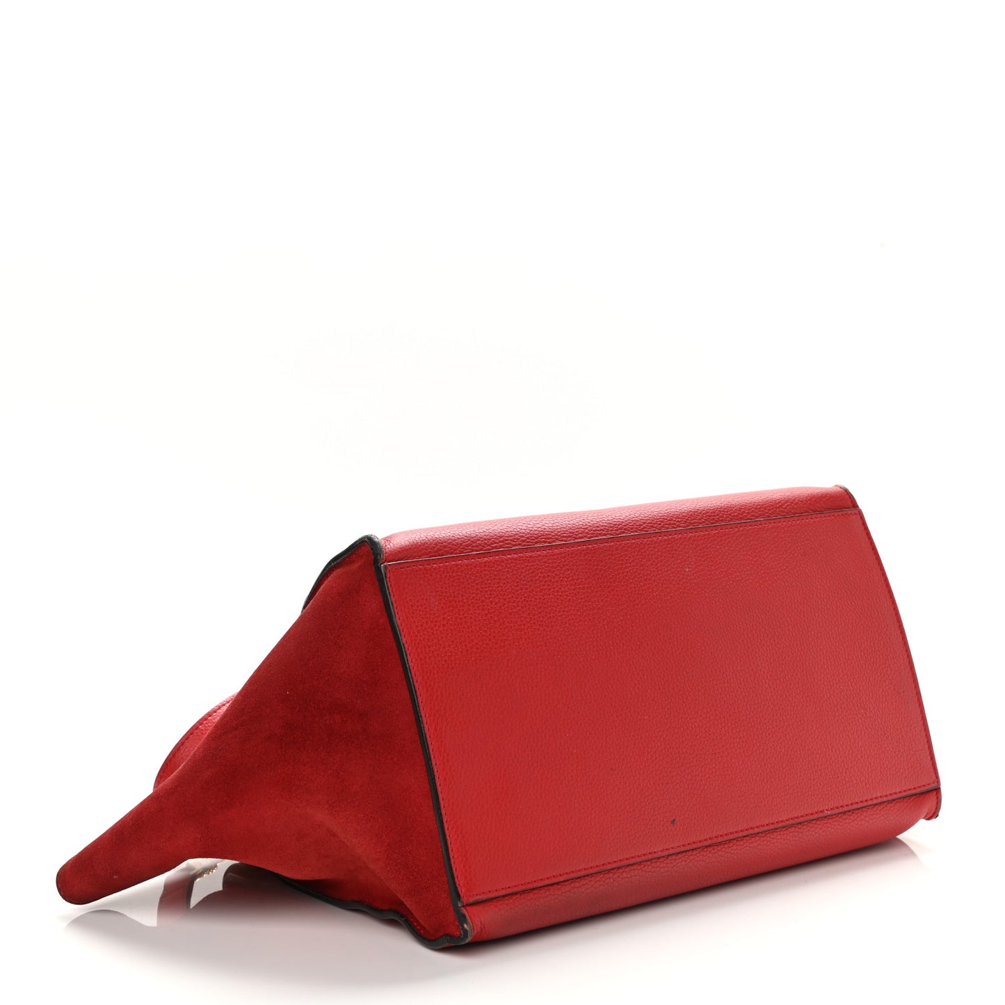 Drummed Calfskin Suede Medium Trapeze Coquelicot