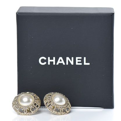 Chanel Pearl CC Round Rope Logo Earrings Gold 5 of 5
