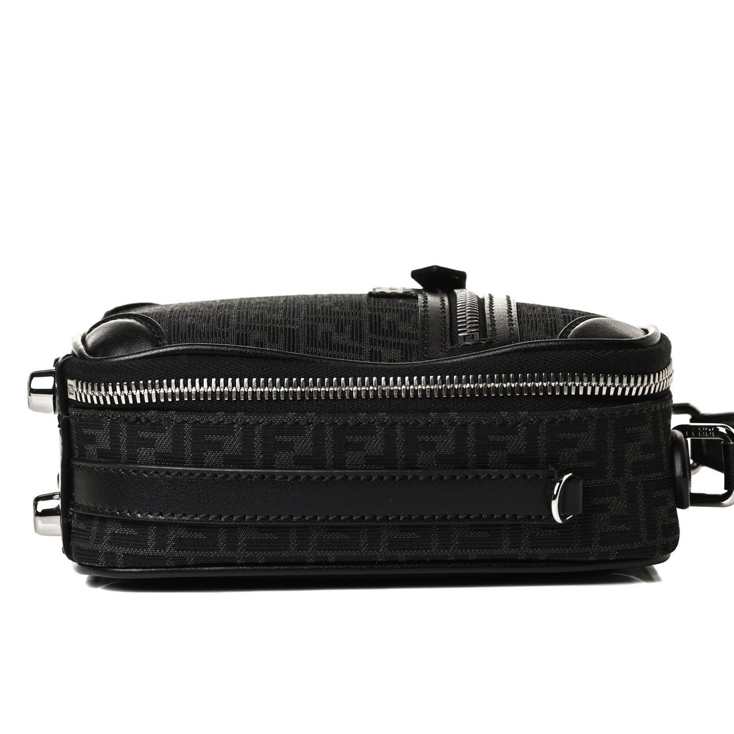 Recycled Fabric Jacquard Vitello Astro Micro FF Mini Trolley Bag Asfalto Black