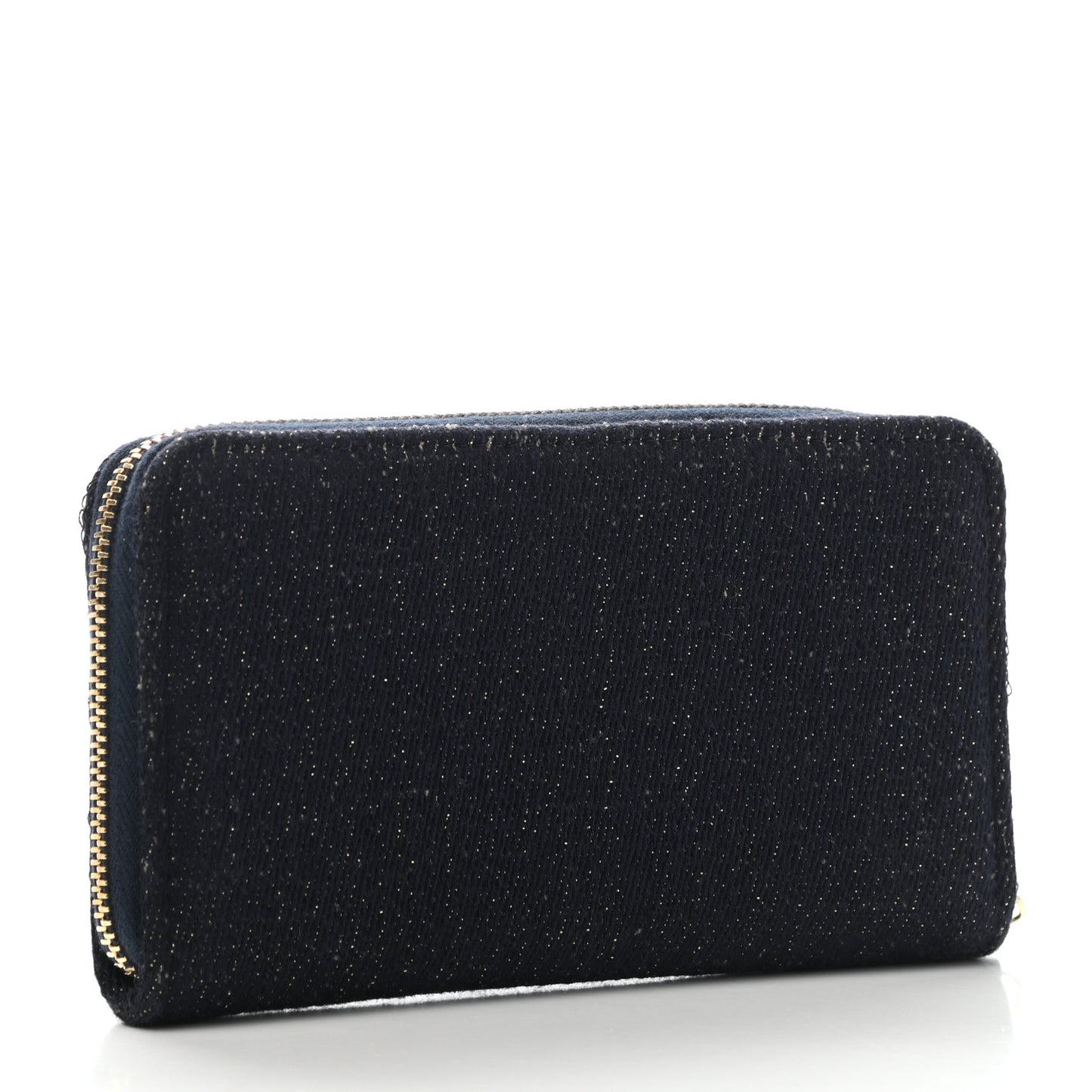 Lurex Canvas Medium Deauville Zip Around Wallet Navy Blue Gold