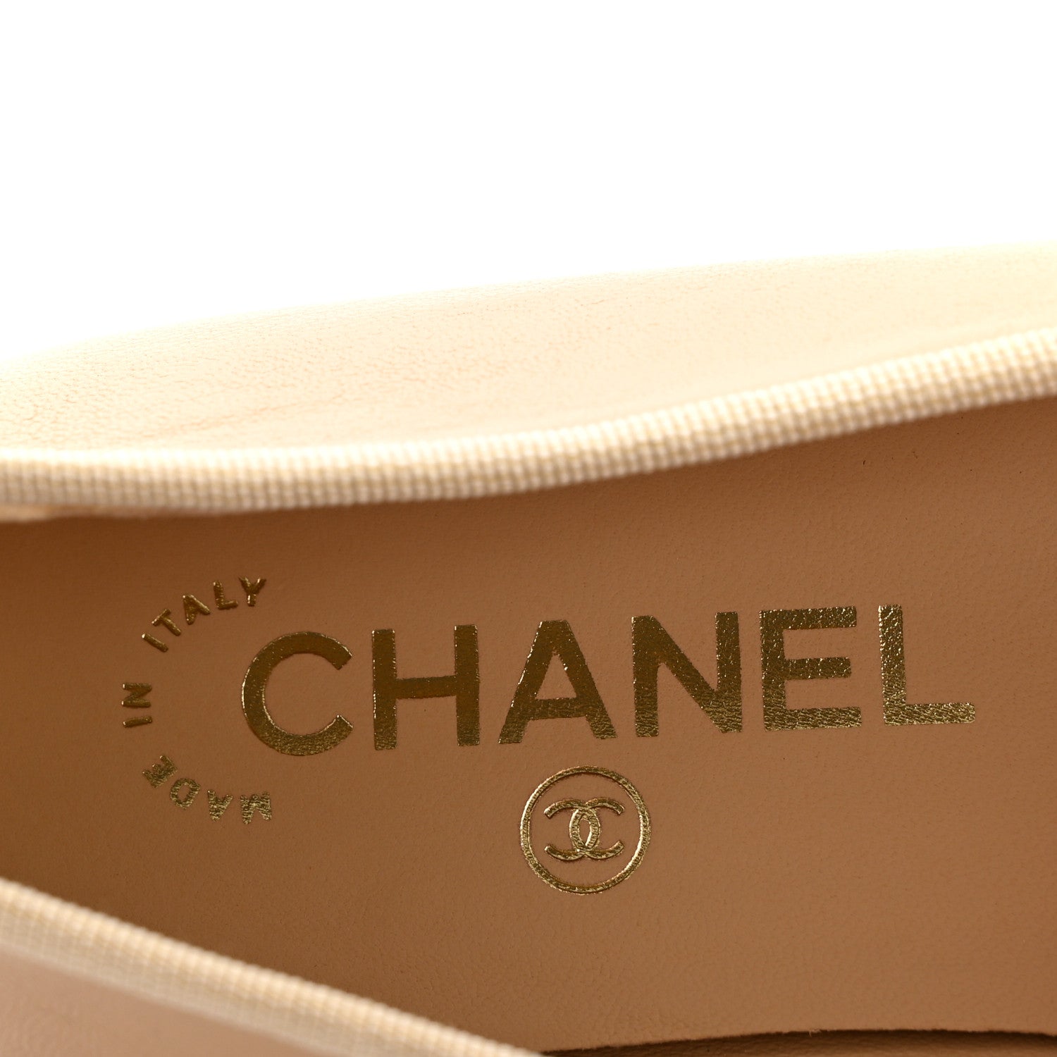 Chanel Lambskin Cap Toe CC Ballerina Flats 38 Beige Black 8 of 11