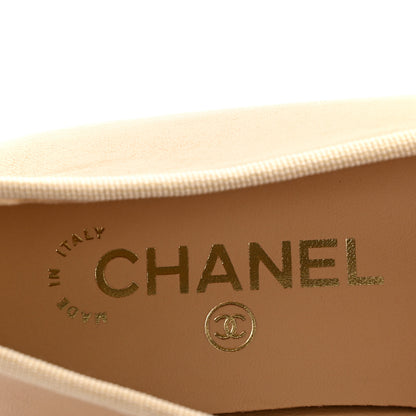 Chanel Lambskin Cap Toe CC Ballerina Flats 38 Beige Black 8 of 11