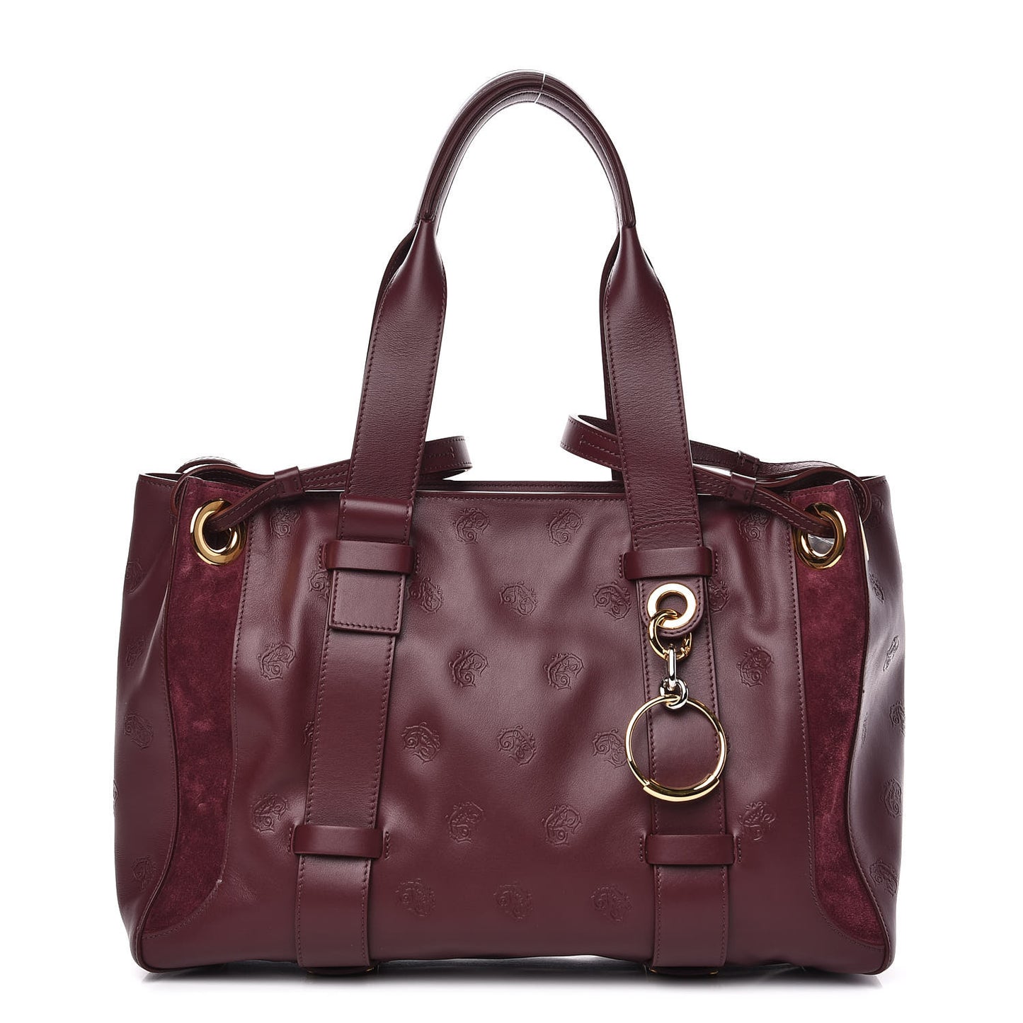 Smooth Calfskin Embossed Tao Zipped Tote Burnt Brown