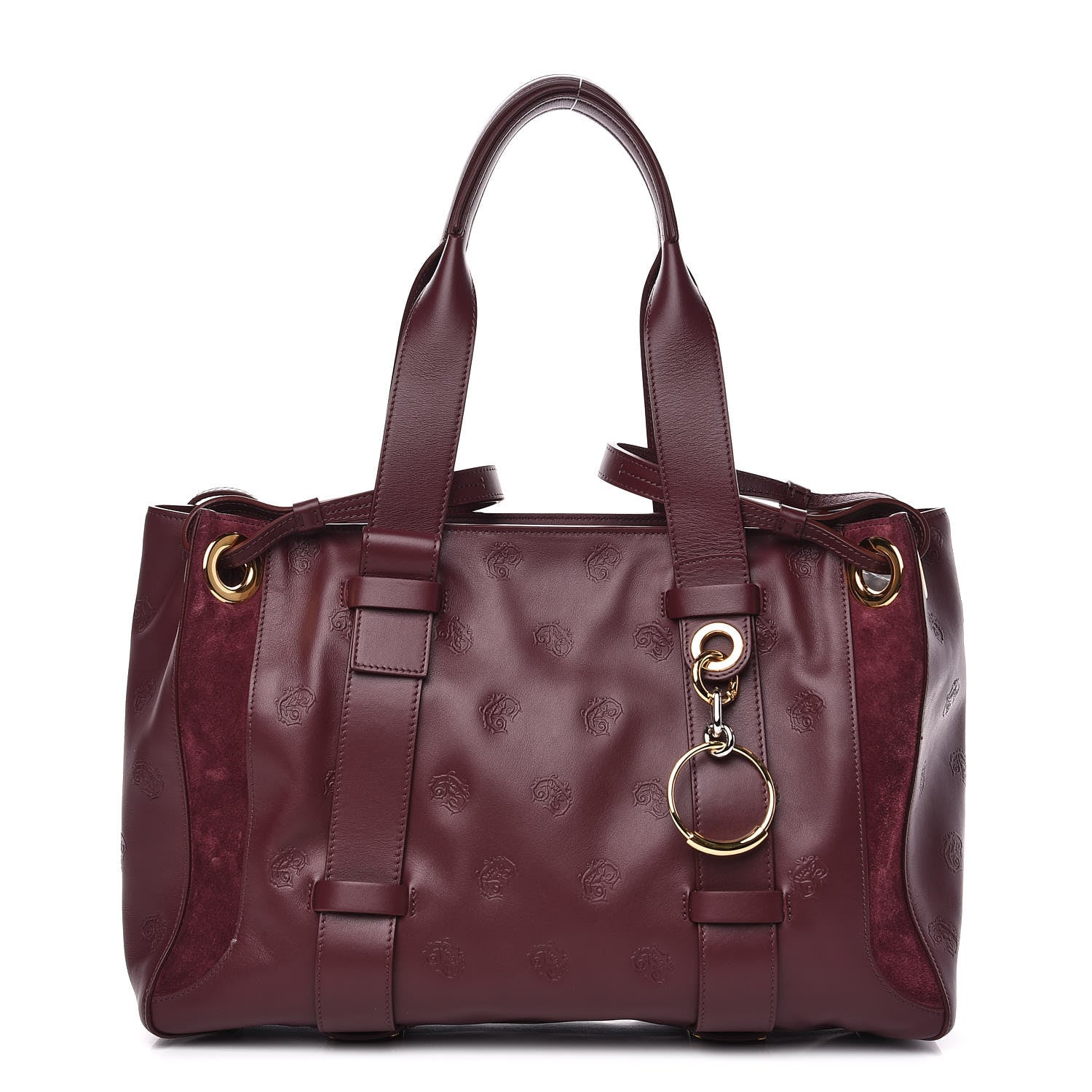 Chloe Smooth Calfskin Embossed Tao Zipped Tote Burnt Brown 1 of 9