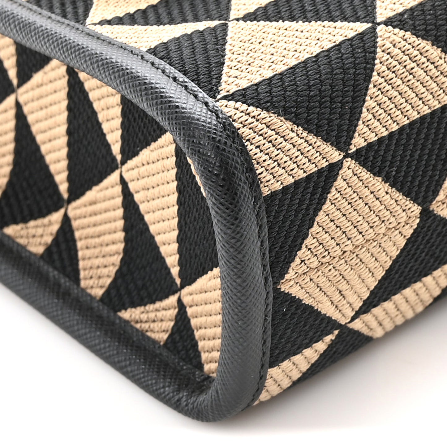 Jacquard Saffiano Triangolo Symbole Embroidered Micro Tote Black Corda