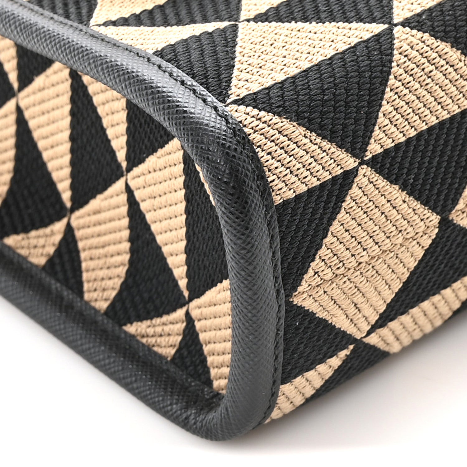 Prada Jacquard Saffiano Triangolo Symbole Embroidered Micro Tote Black Corda 8 of 9