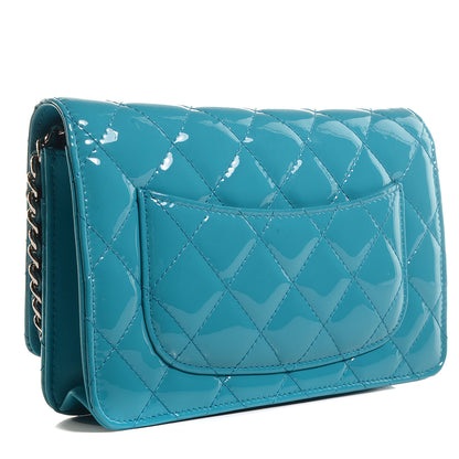 Chanel Patent Wallet On Chain WOC Turquoise Blue 3 of 9