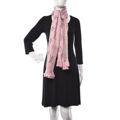 Louis Vuitton Wool Silk Logomania Shine Scarf Pink 2 of 4
