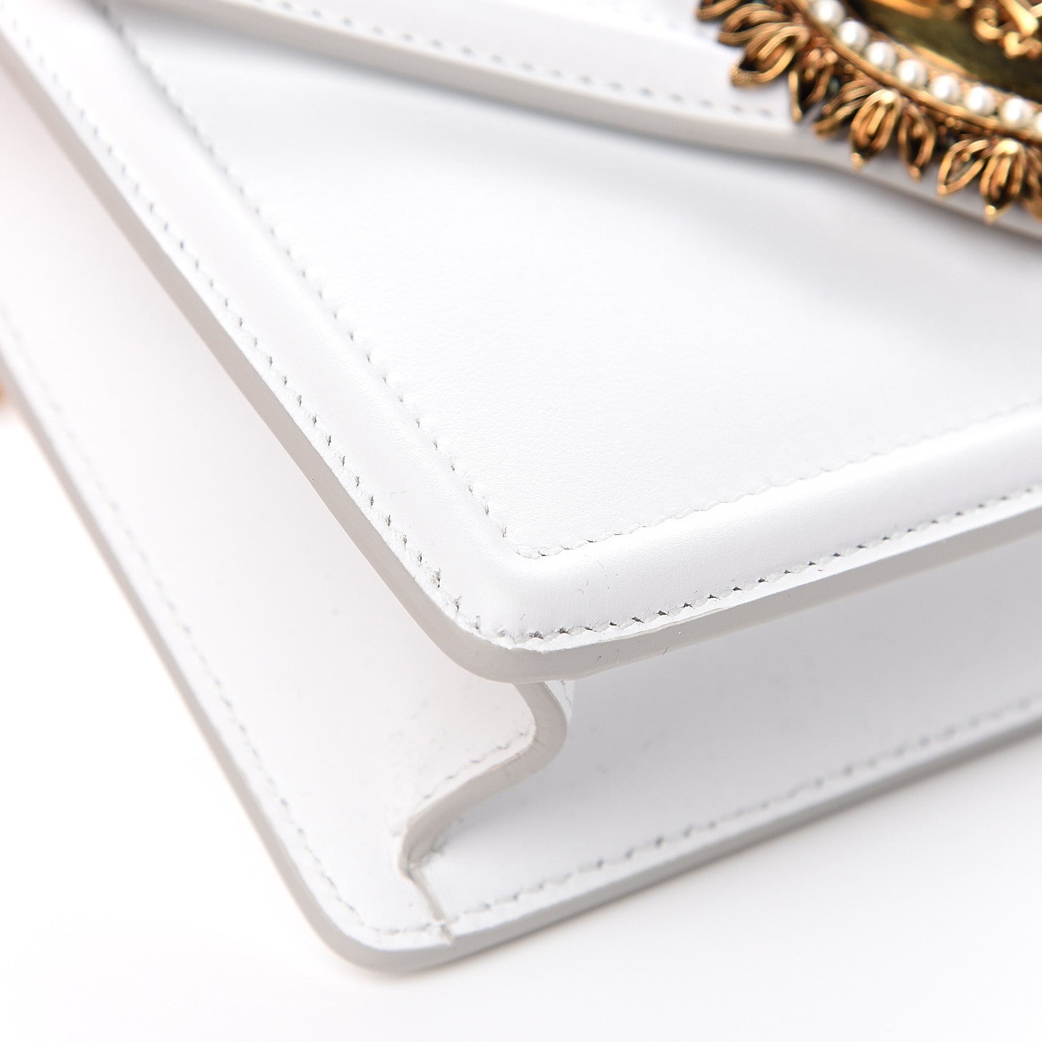 Dolce & Gabbana Smooth Calfskin Small Devotion Envelope Top Handle Bag White 7 of 9