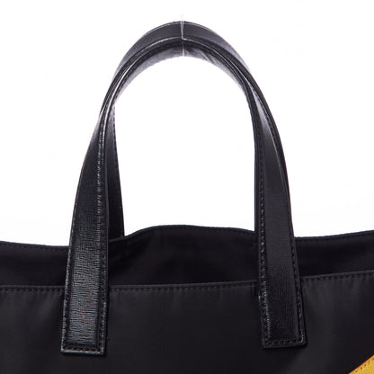 Fendi Nylon Vitello Elite Monster Eyes Tote Black Yellow 5 of 10