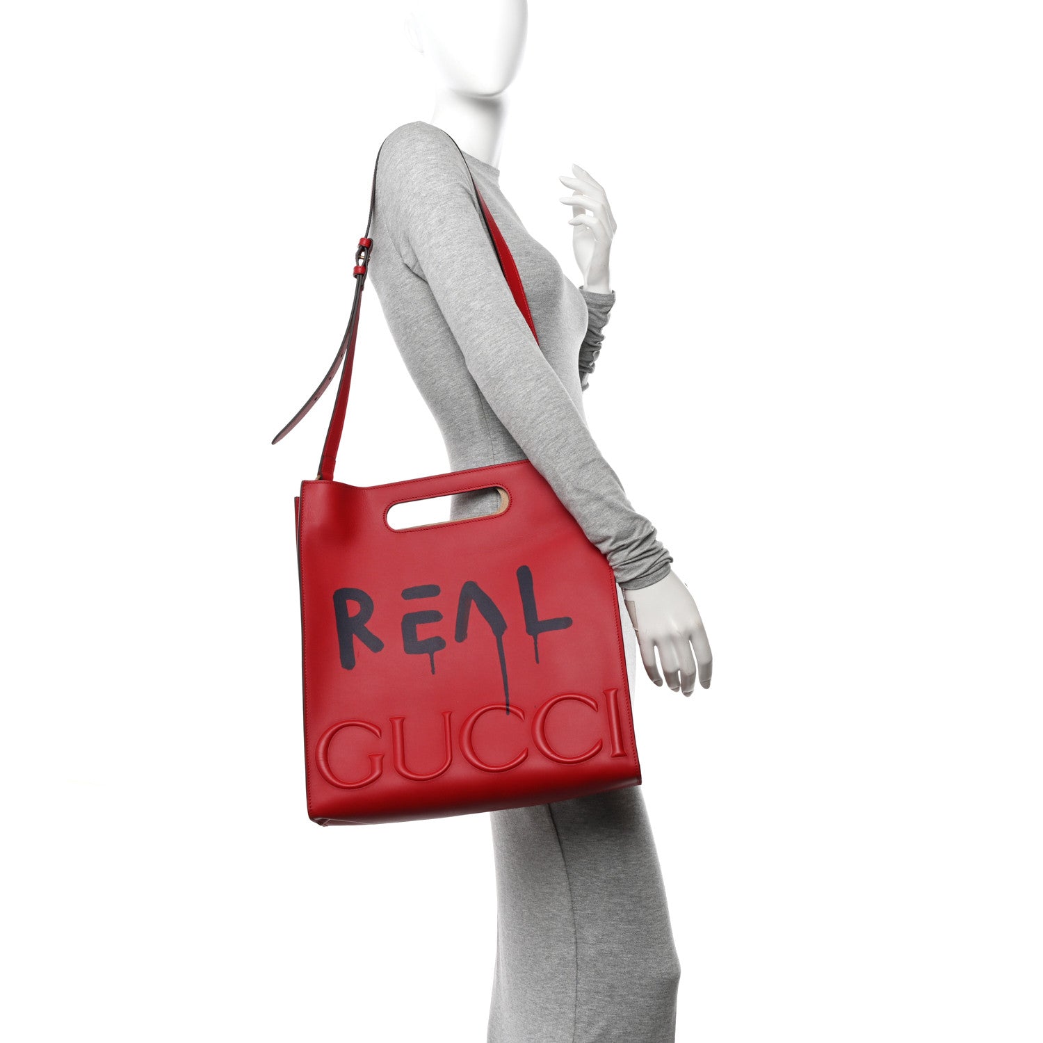 Gucci Calfskin GucciGhost Real Medium XL Tote Hibiscus Red 2 of 9