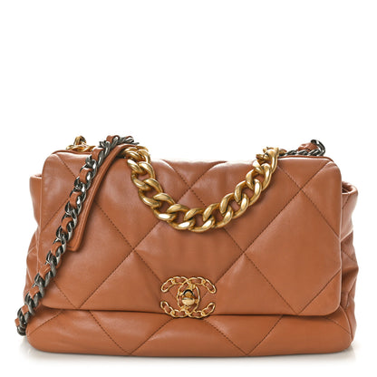 Chanel Lambskin Quilted Large Chanel 19 Flap Brown 1 of 10