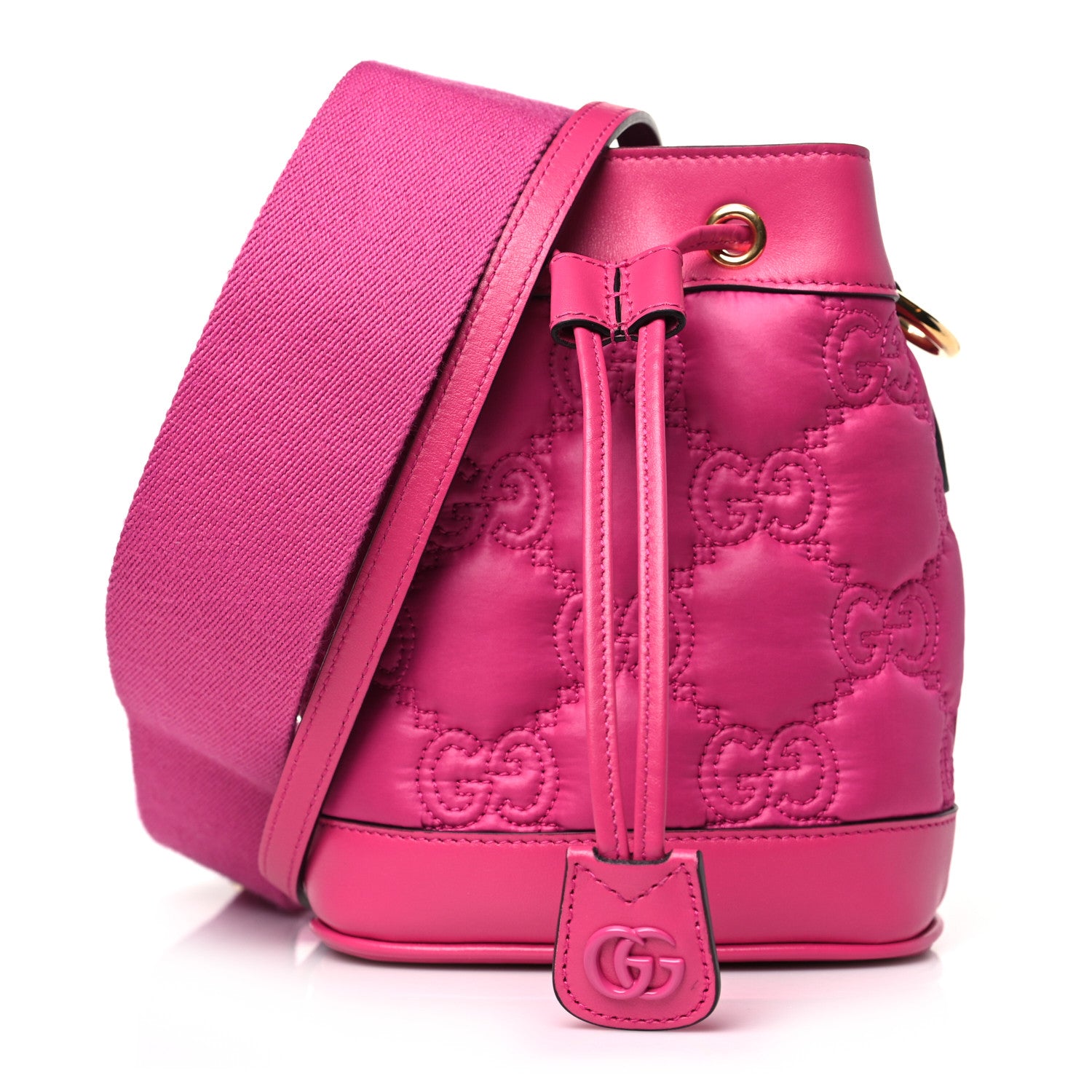 Gucci Nylon Calfskin Enamel GG Matelasse Bucket Bag Lovely 1 of 10