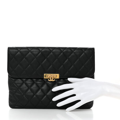 Chanel Caviar Quilted Medium Golden Class Pouch Black 2 of 7