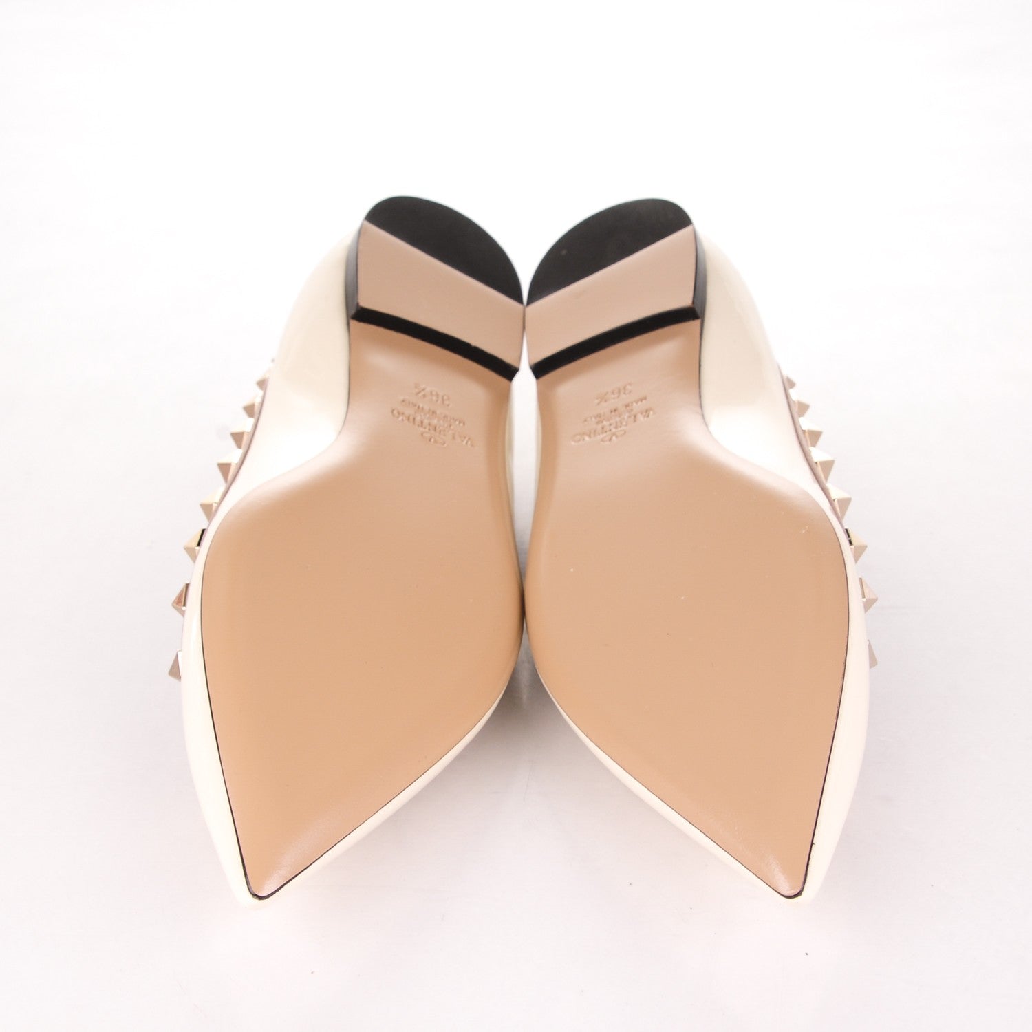 Valentino Garavani Patent Rockstud Ballerina Flats 36.5 Light Ivory Poudre 5 of 9