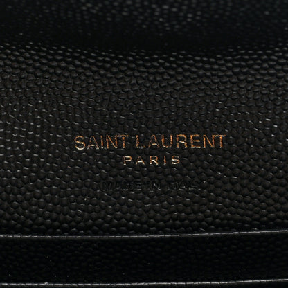 Saint Laurent Grain De Poudre Matelasse Chevron Small Monogram Envelope Wallet Black 6 of 6