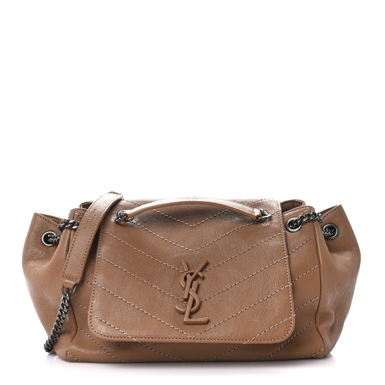 Saint Laurent Vintage Lambskin Chevron Monogram Small Nolita Peru 1 of 11