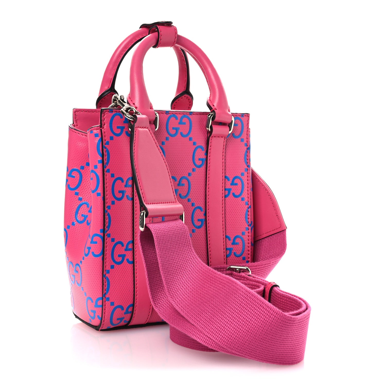 Gucci Calfskin GG Tennis Embossed Mini Tote Bag Modern Fuchsia Modern Blue 3 of 10