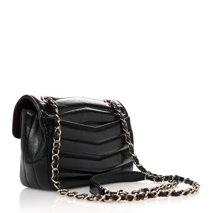 Chanel Shiny Lambskin Quilted Small Chevron Miroir Black 3 of 12