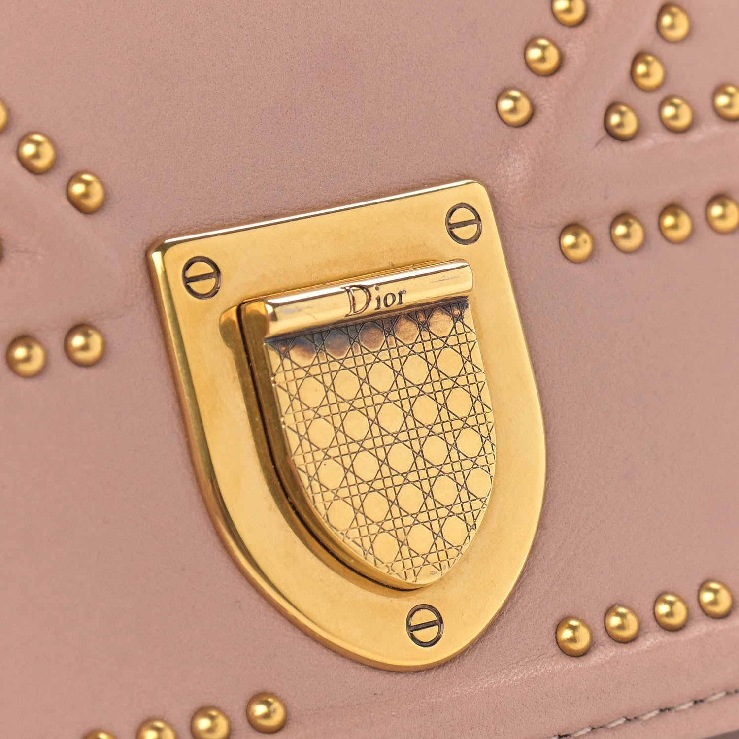Christian Dior Calfskin Studded Diorama Wallet on Chain Pouch Nude 13 of 13
