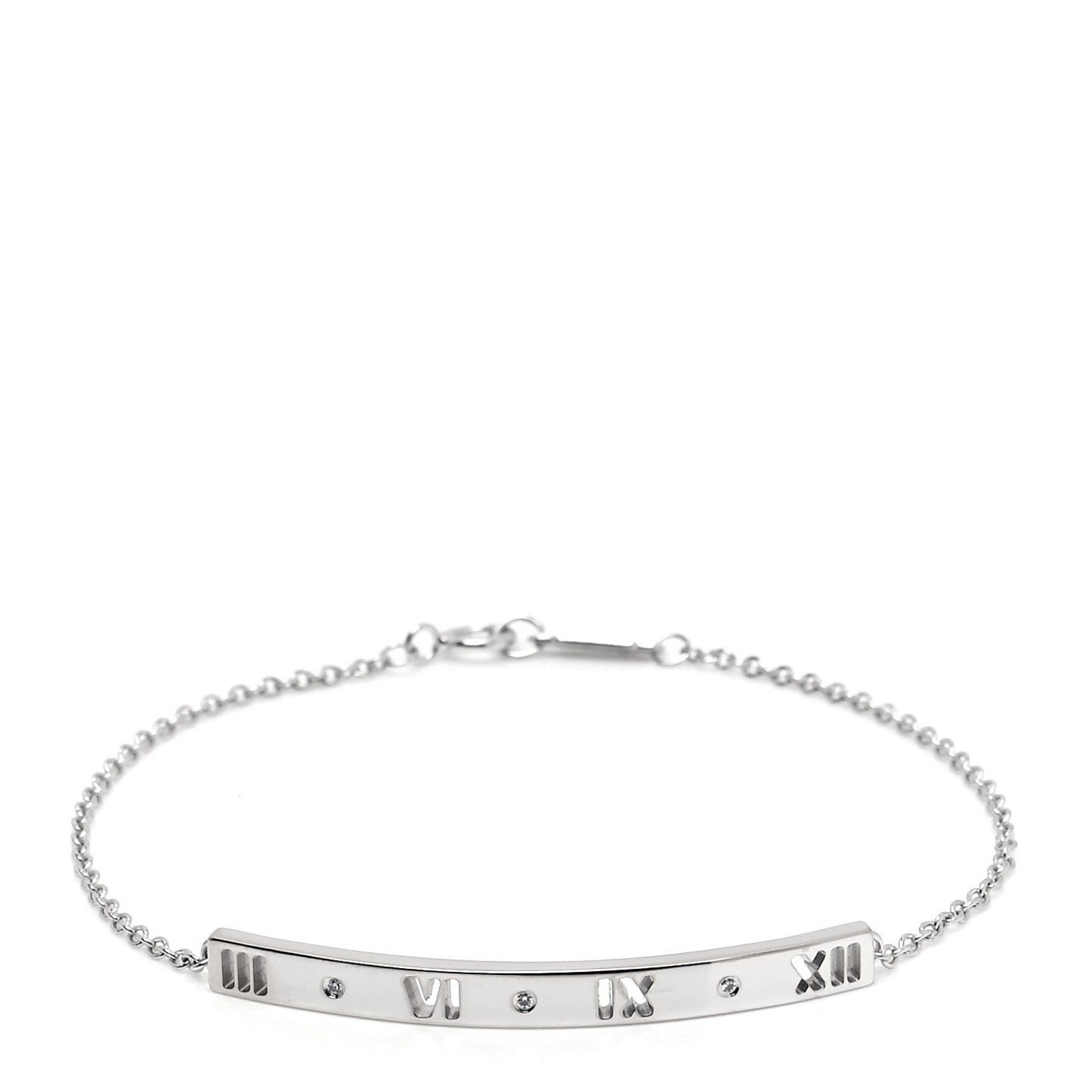 18K White Gold Diamond Atlas Bar Pierced Bracelet