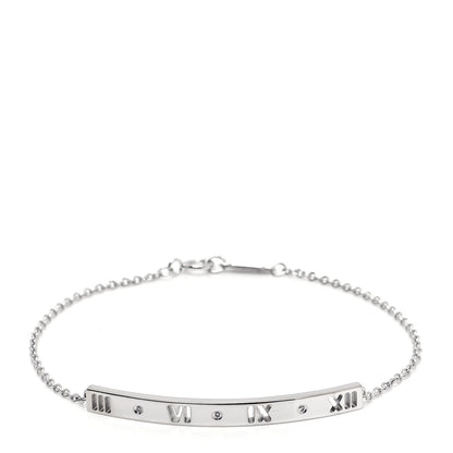 Tiffany 18K White Gold Diamond Atlas Bar Pierced Bracelet 1 of 5
