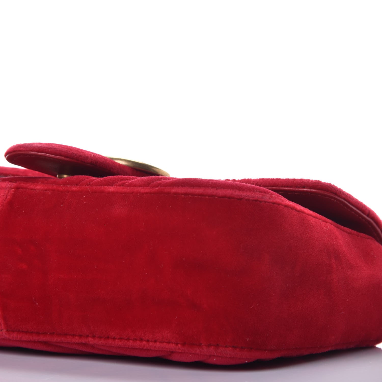 Gucci Velvet Matelasse Mini GG Marmont Shoulder Bag Hibiscus Red 8 of 9