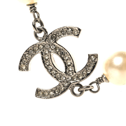 Chanel Crystal Pearl CC Long Necklace Silver 5 of 5
