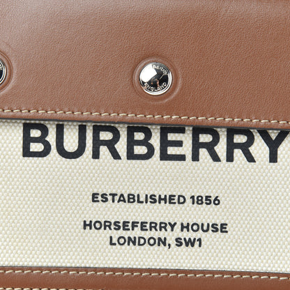 Burberry Smooth Calfskin Canvas Horseferry Print Mini Title Bag with Pocket Natural Malt Brown 7 of 11