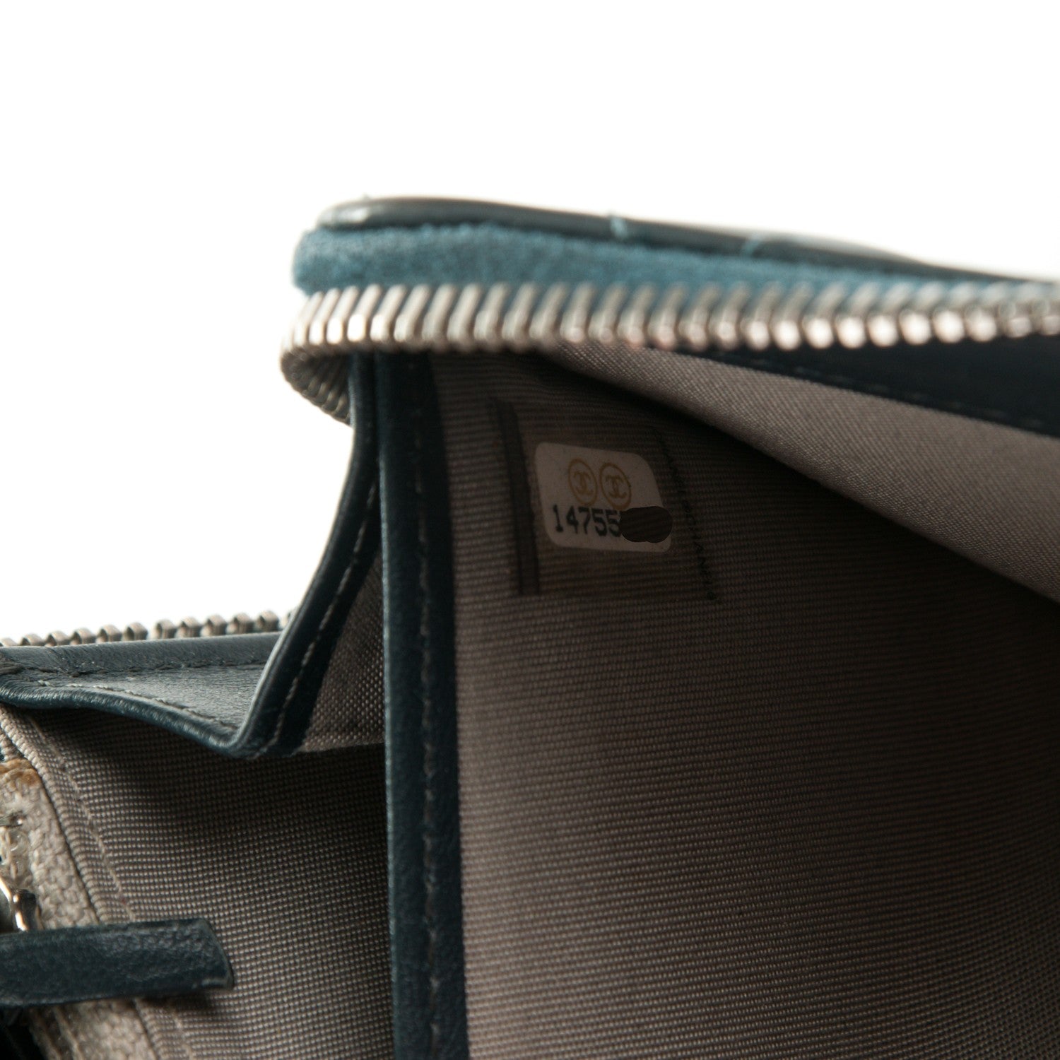 Chanel Patent Quilted Brilliant Zip Around Wallet Blue 8 of 9